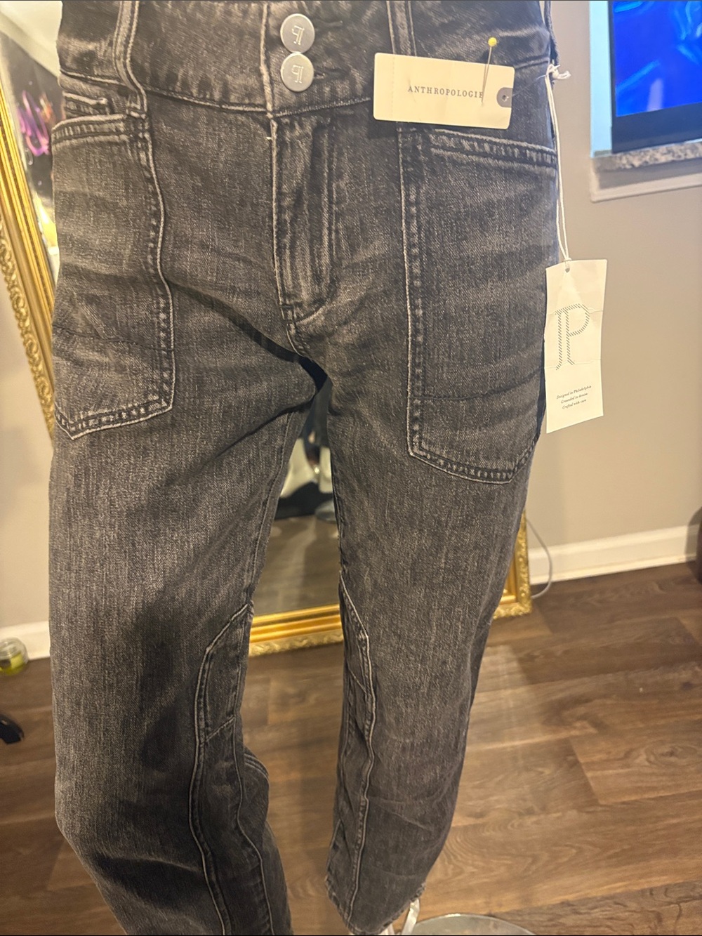 Anthropologie womenWashed Black Straight Jeans
